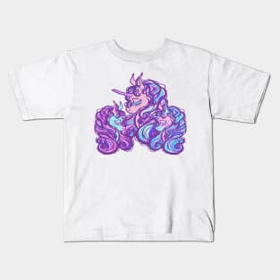 Mother of Twins Unicorn (Girl and Girl) Kids T-Shirt